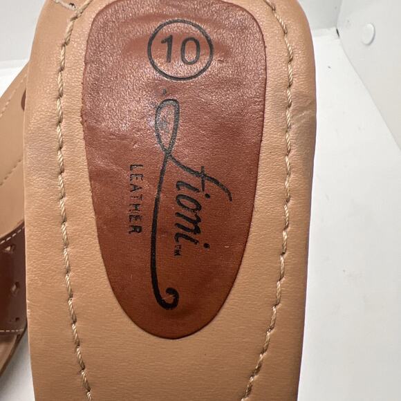 Fioni Brown Leather Laser Cut Heeled Sandal Size 10 - Picture 2 of 12